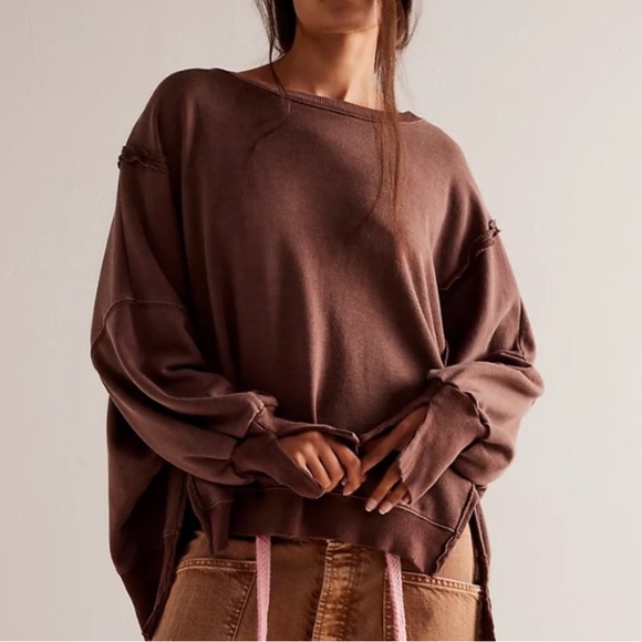 ☀️NEW Free People We The Free Camden Pullover. Chocolate Brown. Size: XS - Picture 2 of 12